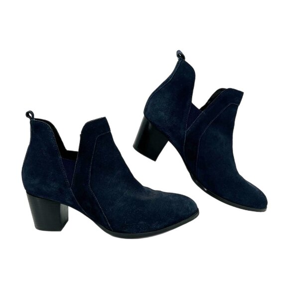 MIA Blue Suede Ankle Boots & Booties | Block Heel Almond Toe - Picture 1 of 9